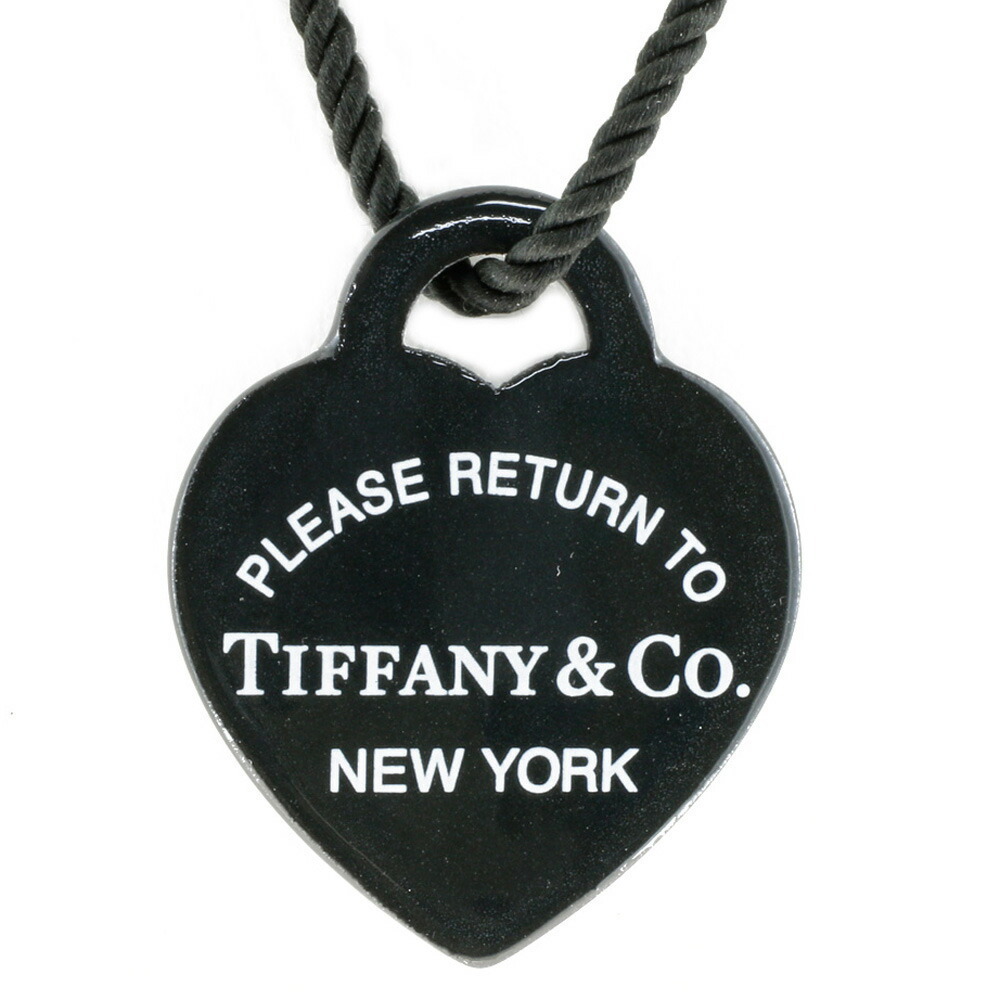 TIFFANY Co Diamond Heart Choker Necklace Black Sterling Silver